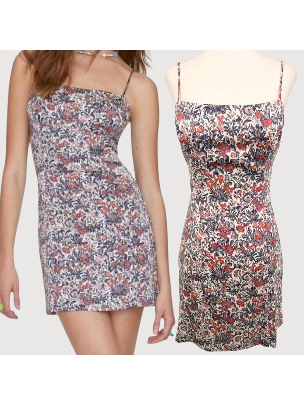 Aritzia Sunday Best Floral Slip Mini Dress Blue Mauve 6
